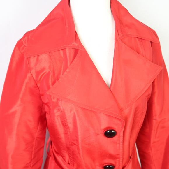Vintage Y2K Coffeeshop red mid length raincoat jacket M - Picture 2 of 8